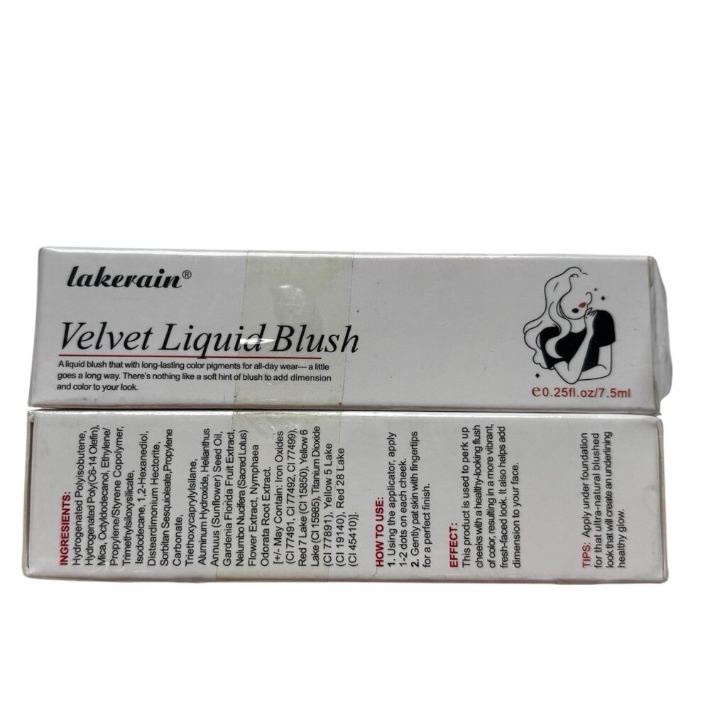 Lakerain Velvet Liquid Blush NEW Liquid Cheek Color Soft Hint of Rosa & Cheery:2